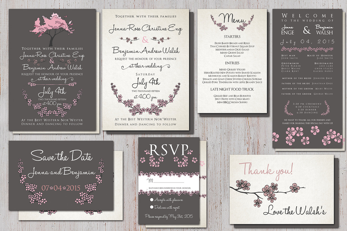 Cherry Blossom Wedding Suite, an Invitation Template by Knotted Design (Photo 3 of 5)