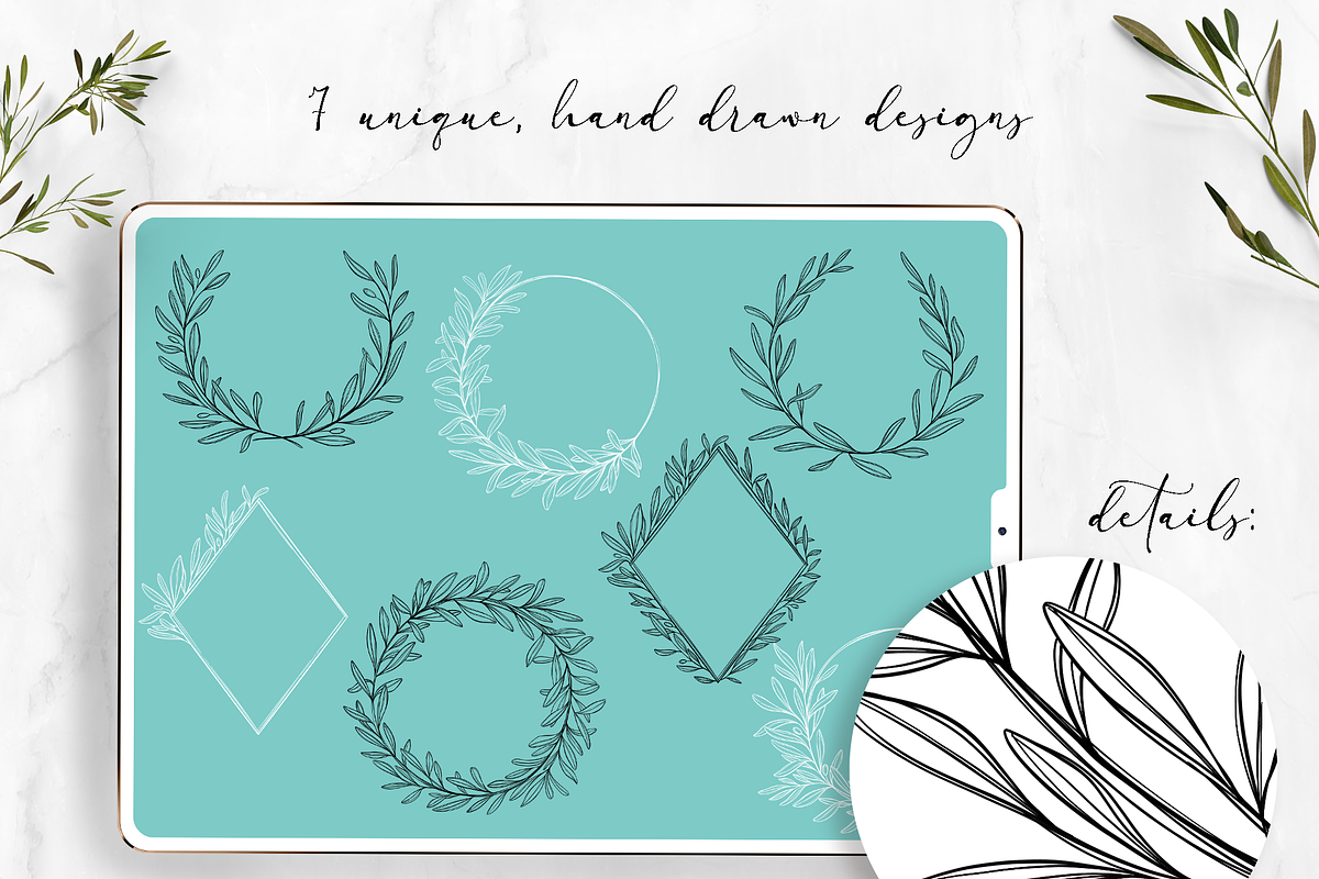 Olive wreaths - Procreate Stamps, a Brush Add-On by Oh Mia Studio (Photo 2 of 2)