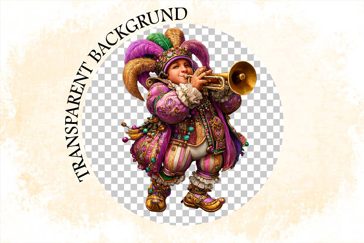 Whimsical MARDI GRAS Clipart PNG Bun, an Illustration by SVGArt (Photo 7 of 7)