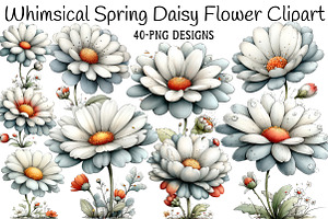 Whimsical Spring Daisy Flower Clipar, an Illustration by Daily.Designs