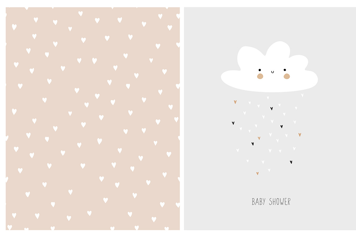 baby shower cards & seamless pattern, a Seasonal Illustration by Pokraky (Photo 3 of 6)