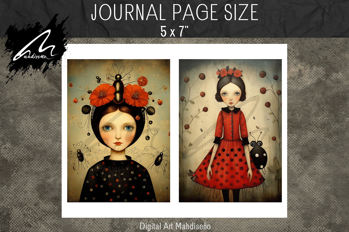 Whimsical Ladybug Girl, Collage Page, a Person Illustration by Digital Art Mahdiseño (Photo 7 of 9)