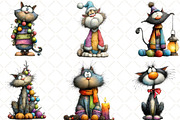 Christmas Cat Clipart, an Illustration by Black Bird Studio (Thumbnail 3 of 6)
