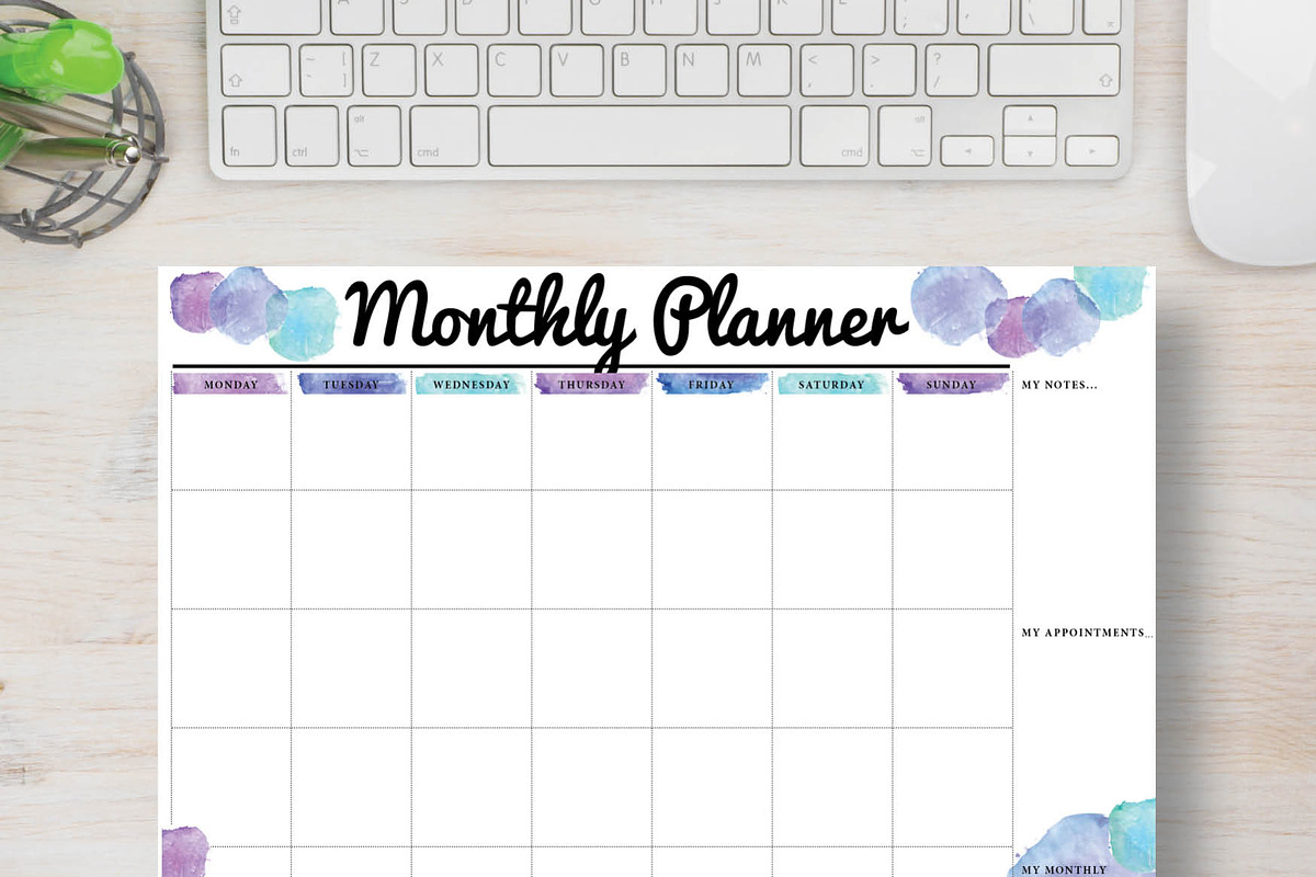 Blue Planner: Letter Size, a Stationery Template by Stick with Sam (Photo 1 of 2)