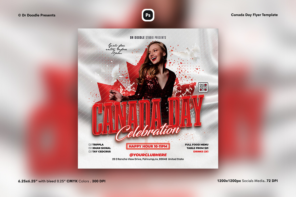 Canada Day Flyer & Social Media, a Flyer Template by iDoodle Studio
