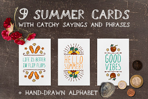 Hand-sketched summer cards
