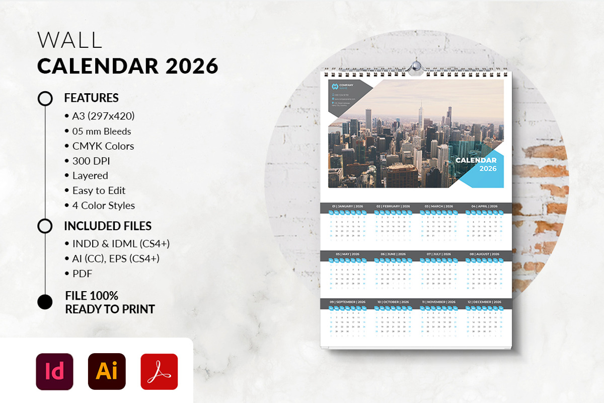One Page Wall Calendar 2026 preview 3