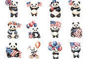4th of July Panda Watercolor, an Illustration by Designking (Thumbnail 2 of 5)