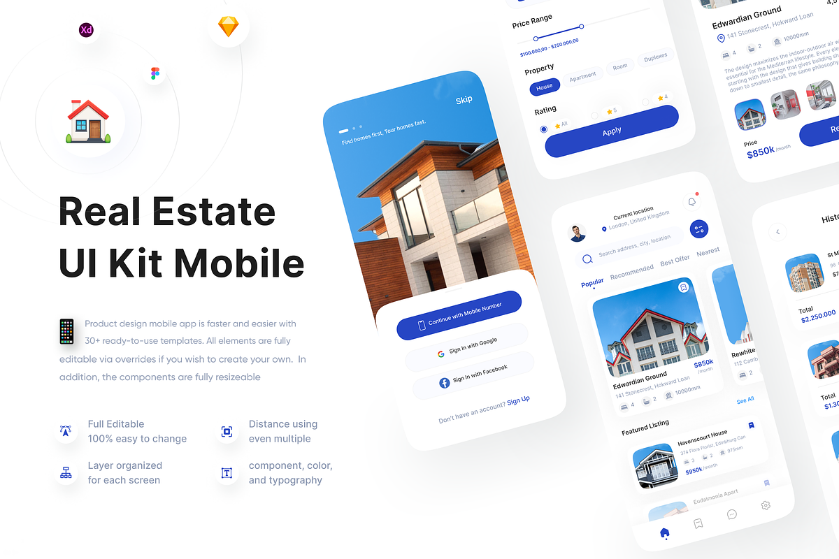 Stase - Real Estate ui kit mobile, an UI Kit Template by Korsa Agency (Photo 1 of 6)