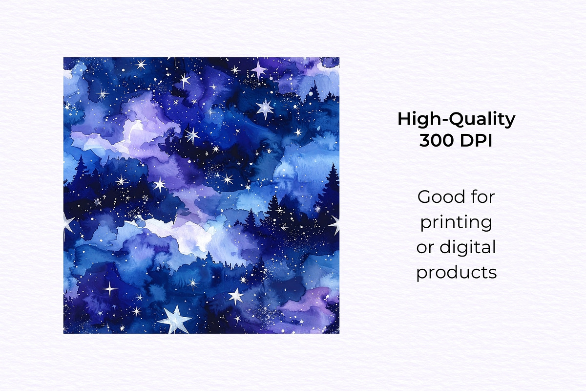 Moon & Night Sky Seamless Patterns, a Pattern Graphic by Anna Design Studio (Photo 3 of 6)