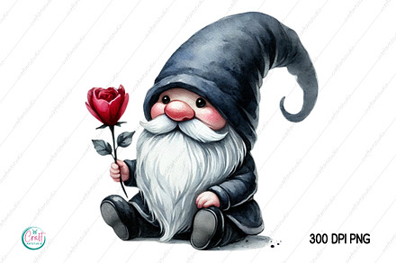 Watercolor Valentine Gnome PNG