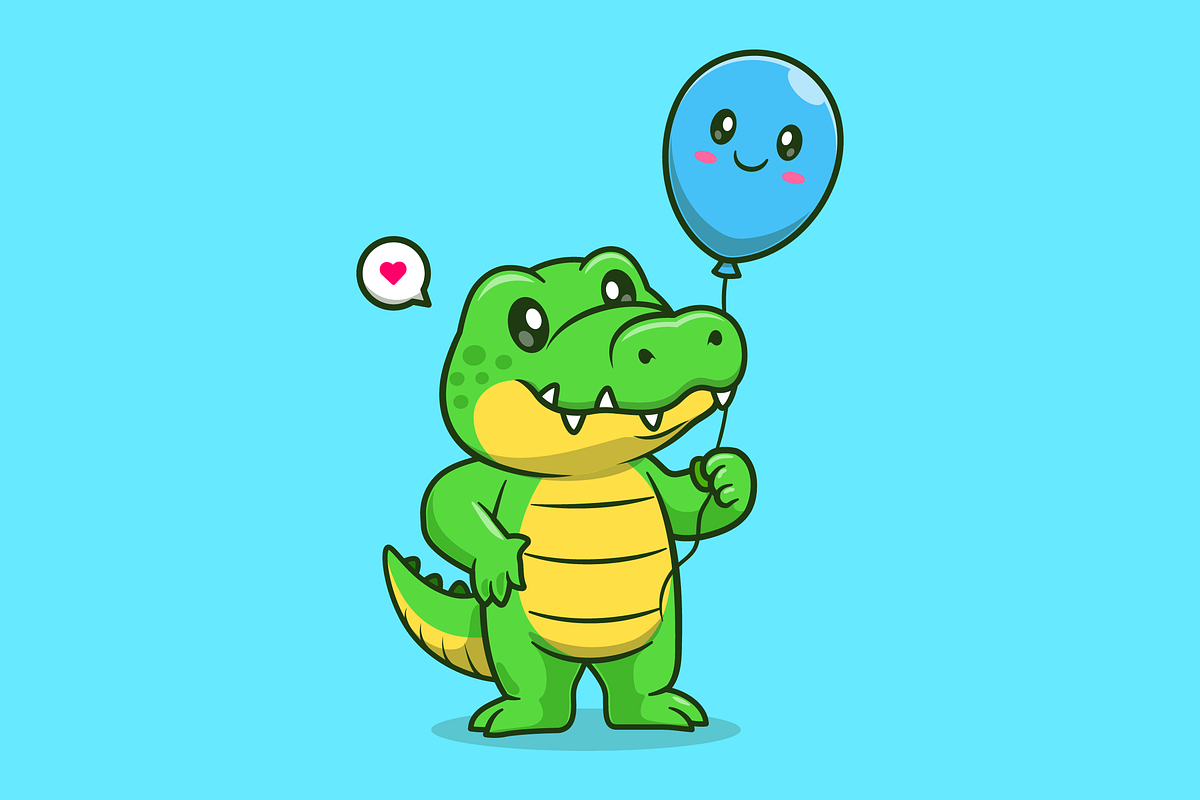 Cute Crocodile Holding Balloon, an Animal Illustration by Catalyst Labs (Photo 3 of 3)