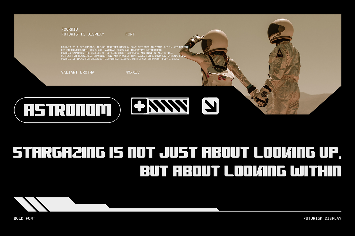 VB Fourkid - Futuristic Font, a Sans Serif Font by VALIANTBROTHA (Photo 7 of 9)