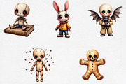 Watercolor Halloween Voodoo Doll Cli, an Illustration by CrexoraLab (Thumbnail 2 of 5)