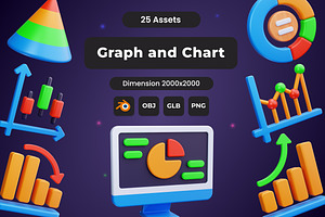 Graph And Chart 3D Icons