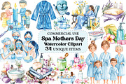 Spa Mothers Day Watercolor Clipart, an Illustration by Craft Nest (Thumbnail 1 of 5)