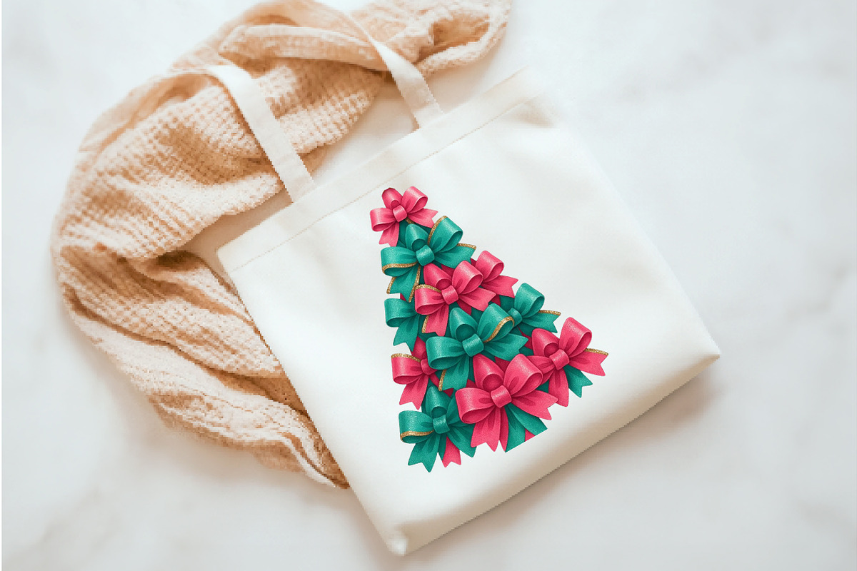 Christmas Tree Bow PNG, an Illustration by Watercolor design (Photo 4 of 6)