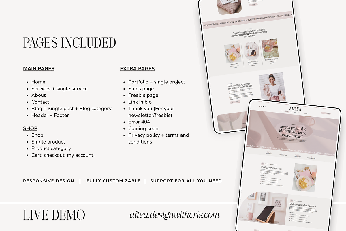 Altea | WordPress, Elementor pro, a WordPress Template by DesignWithCris (Photo 3 of 6)