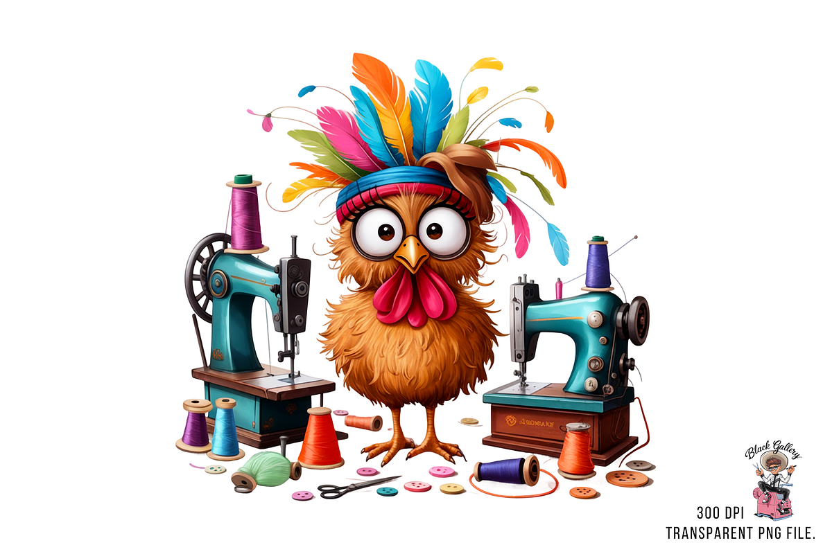 Funny Chicken Seamstress PNG Bundle, a Graphic by Clipart Bloom (Photo 8 of 16)