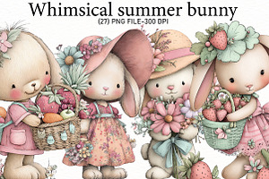 whimsical summer bunny, an Illustration by Designworld