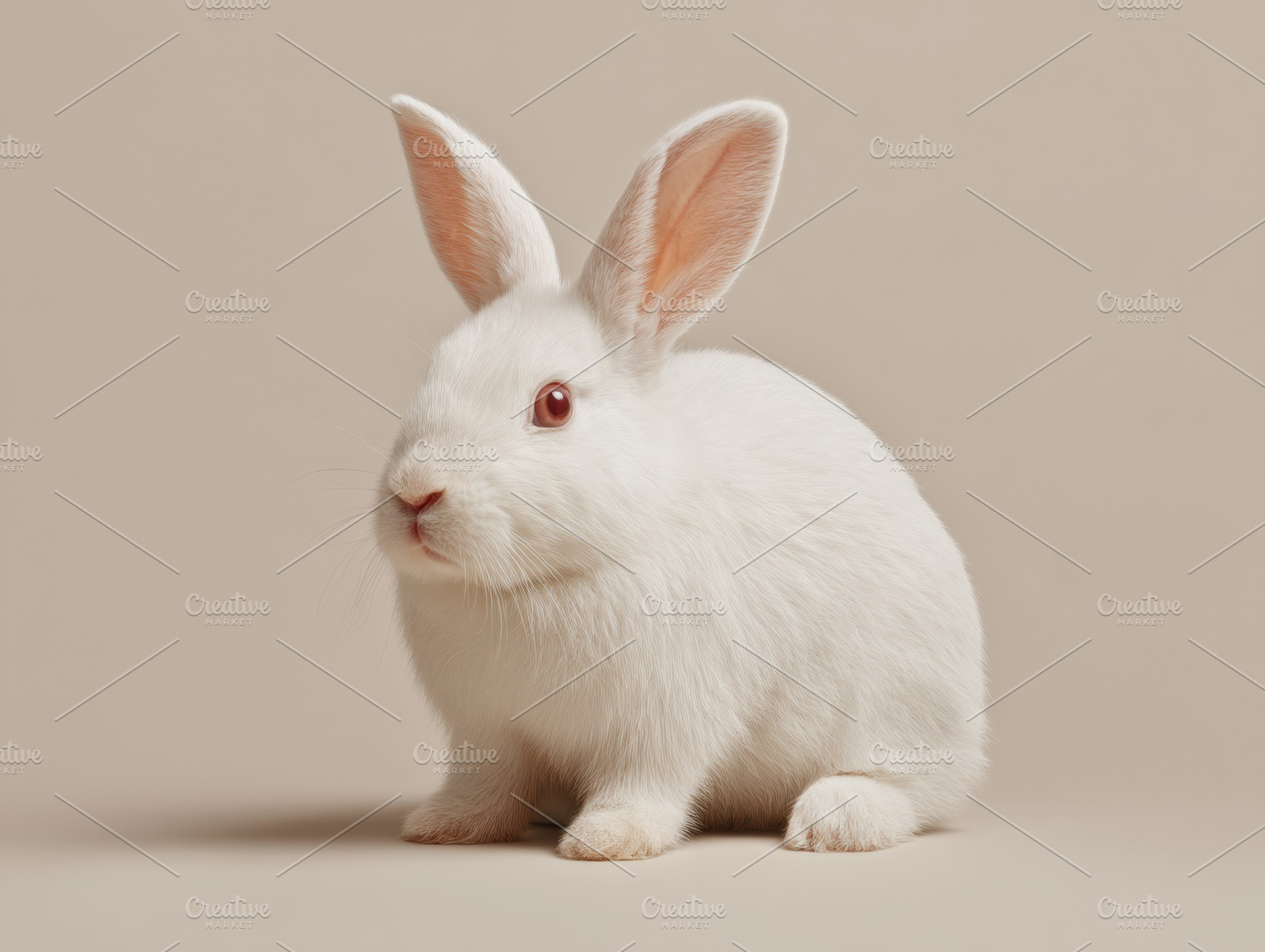 White Rabbit on Neutral Background, an Animal Photo by Virgo Studio