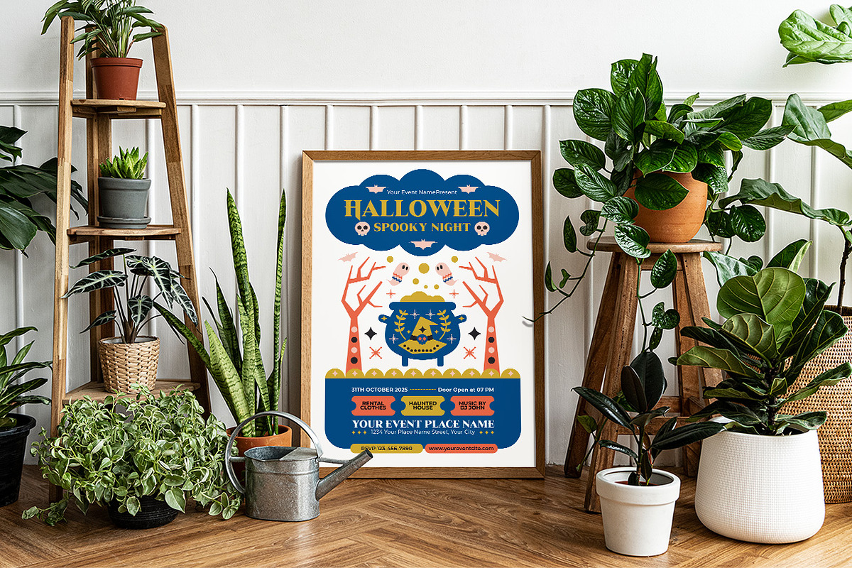 Folk Art Halloween Spooky Night, a Flyer Template by Hole Hope Design (Photo 2 of 5)