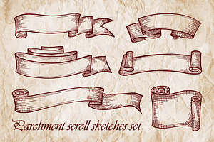 Parchment Scroll Sketches Set