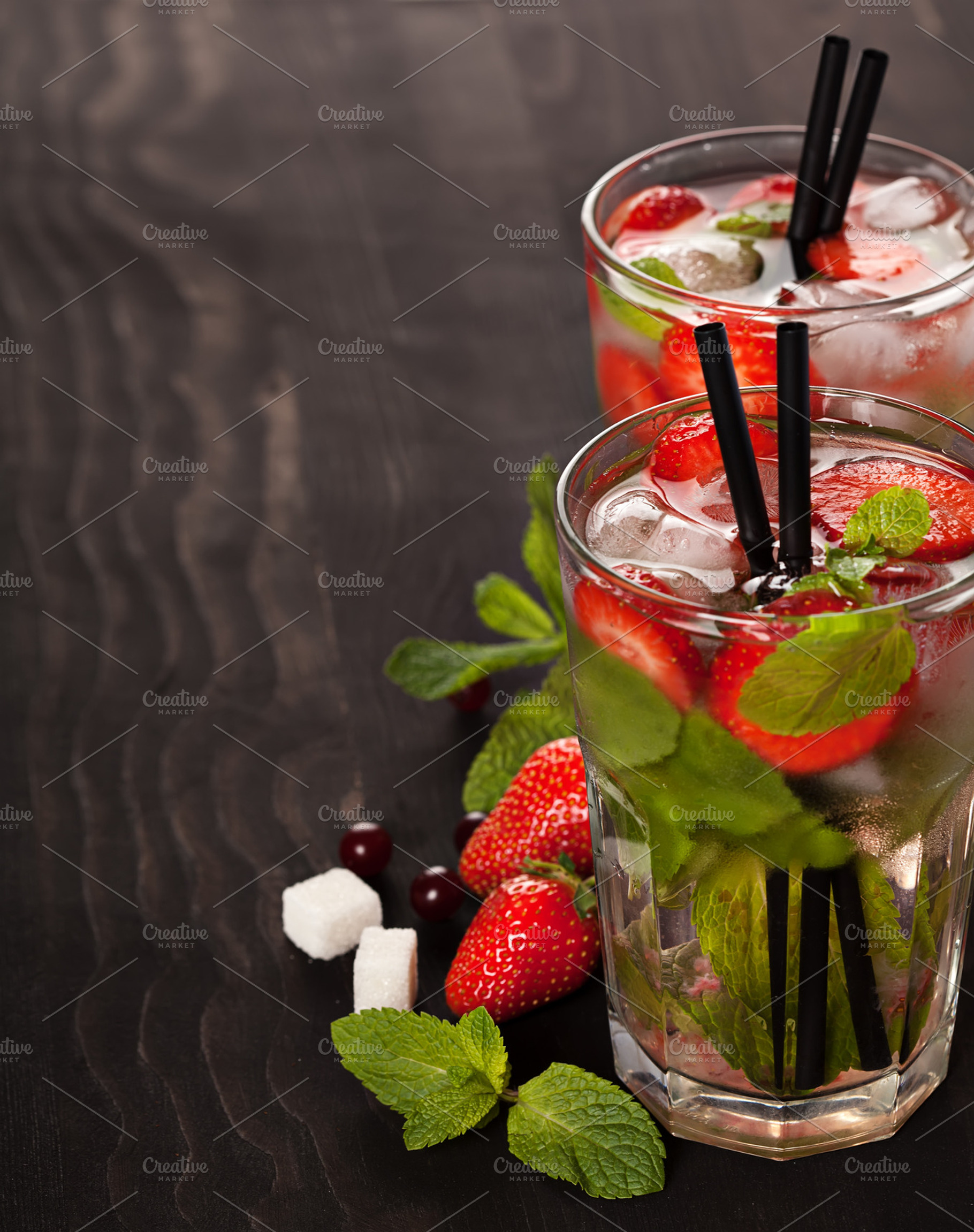 Strawberry Mojito Summer Cocktail Drink Stock Photo Containing Alcohol And