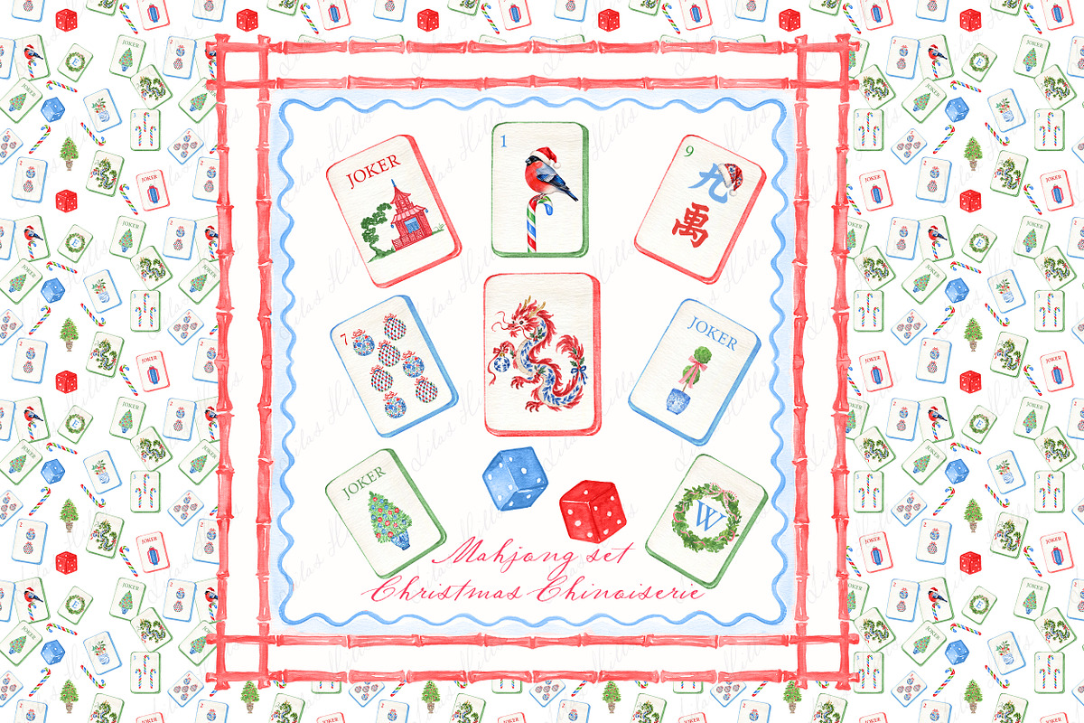 Christmas Chinoiseries Mahjong set, an Education Illustration by LABFcreations (Photo 1 of 4)