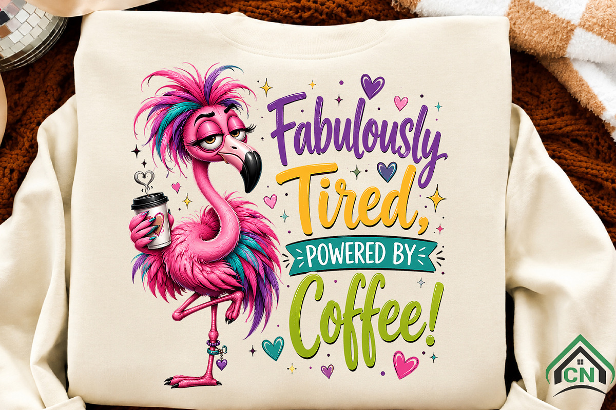 Fabulously Tired Coffee Flamingo PNG, a Seasonal Illustration by Craft Nest (Photo 2 of 5)