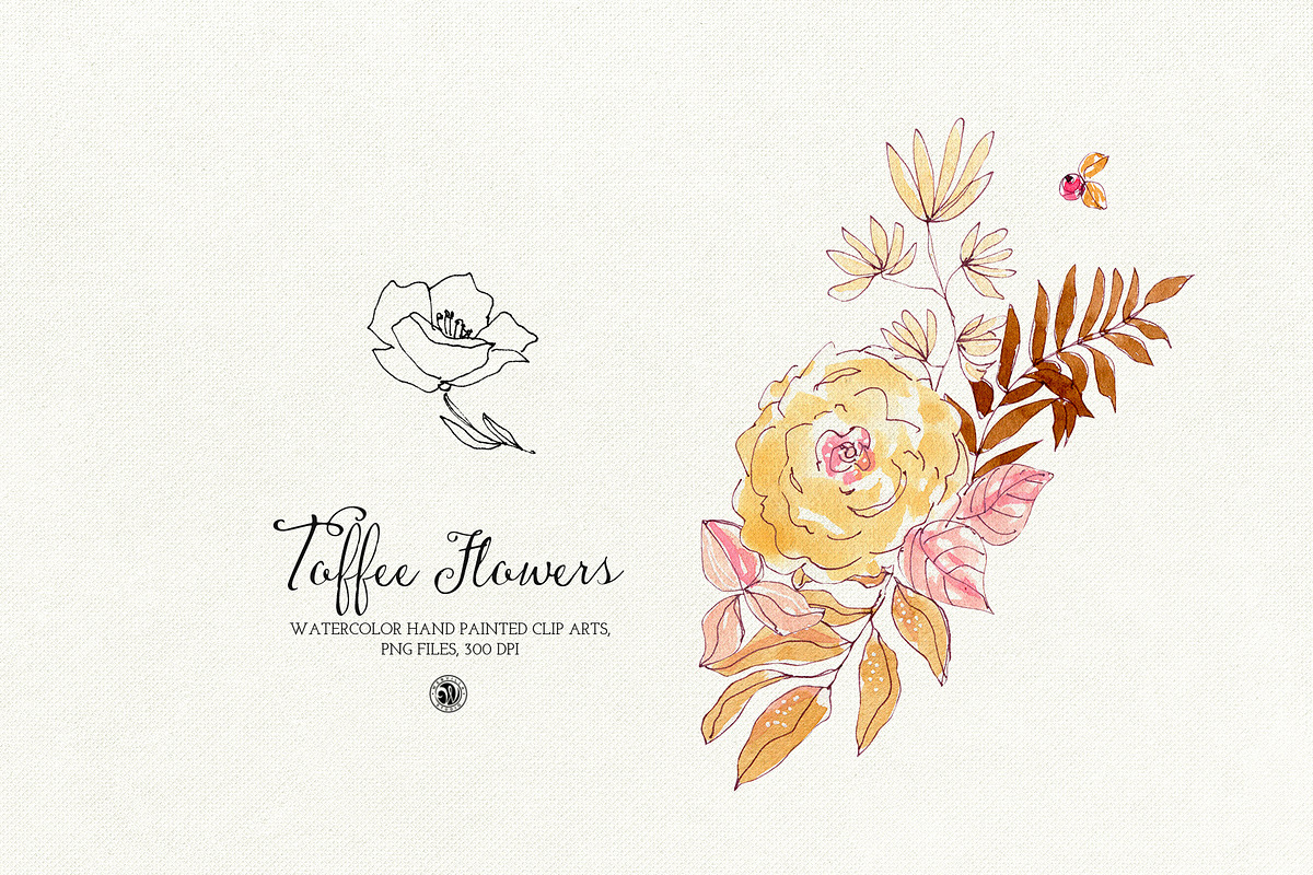 Watercolor Toffee Flowers, a Decorative Illustration by Webvilla Studio (Photo 3 of 6)