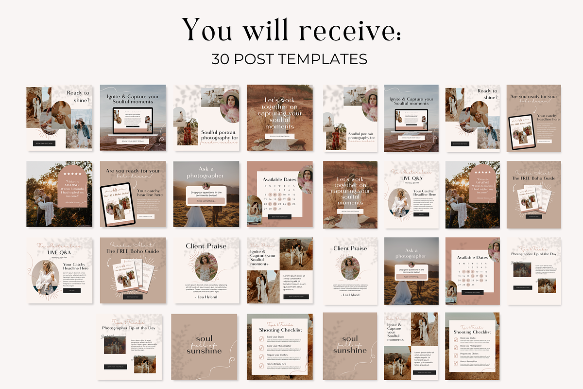 Instagram Post Template Boho Canva, a Social Media Template by HerstedHertz (Photo 2 of 9)