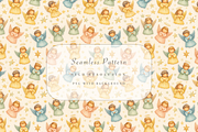 Seamless Angel Christmas Pattern, an Illustration by Pati Charm Studio (Thumbnail 1 of 7)