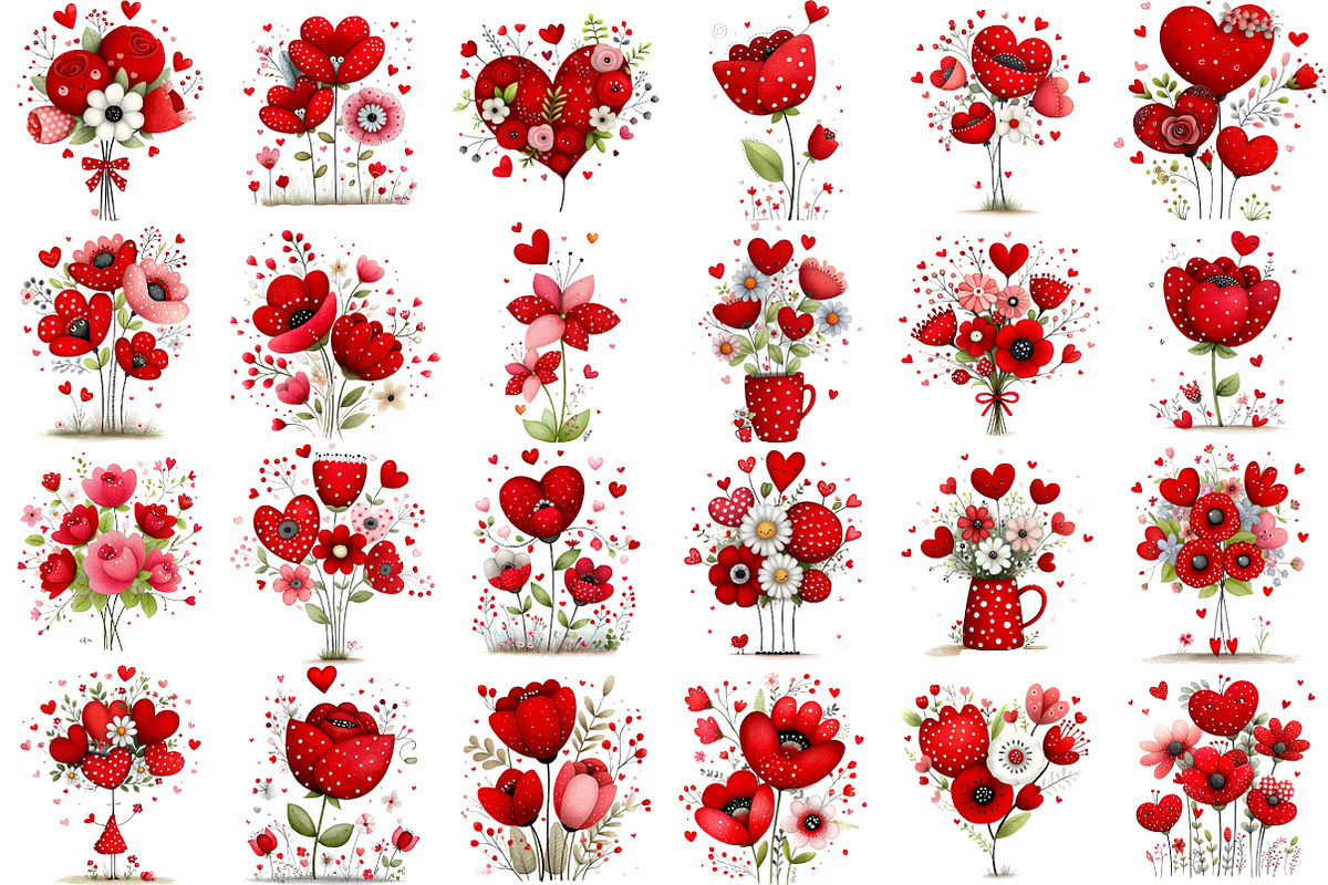 Valentine's Flowers Clipart, an Illustration by Pixels.Craft (Photo 4 of 5)
