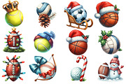 Christmas Sport Balls Sublimation, an Illustration by Designworld (Thumbnail 3 of 5)