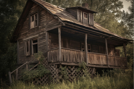 Abandoned wooden house. Generate AI, an Architecture Photo by Ylivdesign