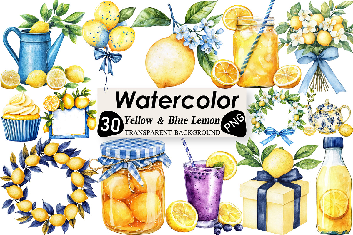 Yellow & Blue Lemon Sublimation, an Illustration by Black Bird Studio (Photo 1 of 6)
