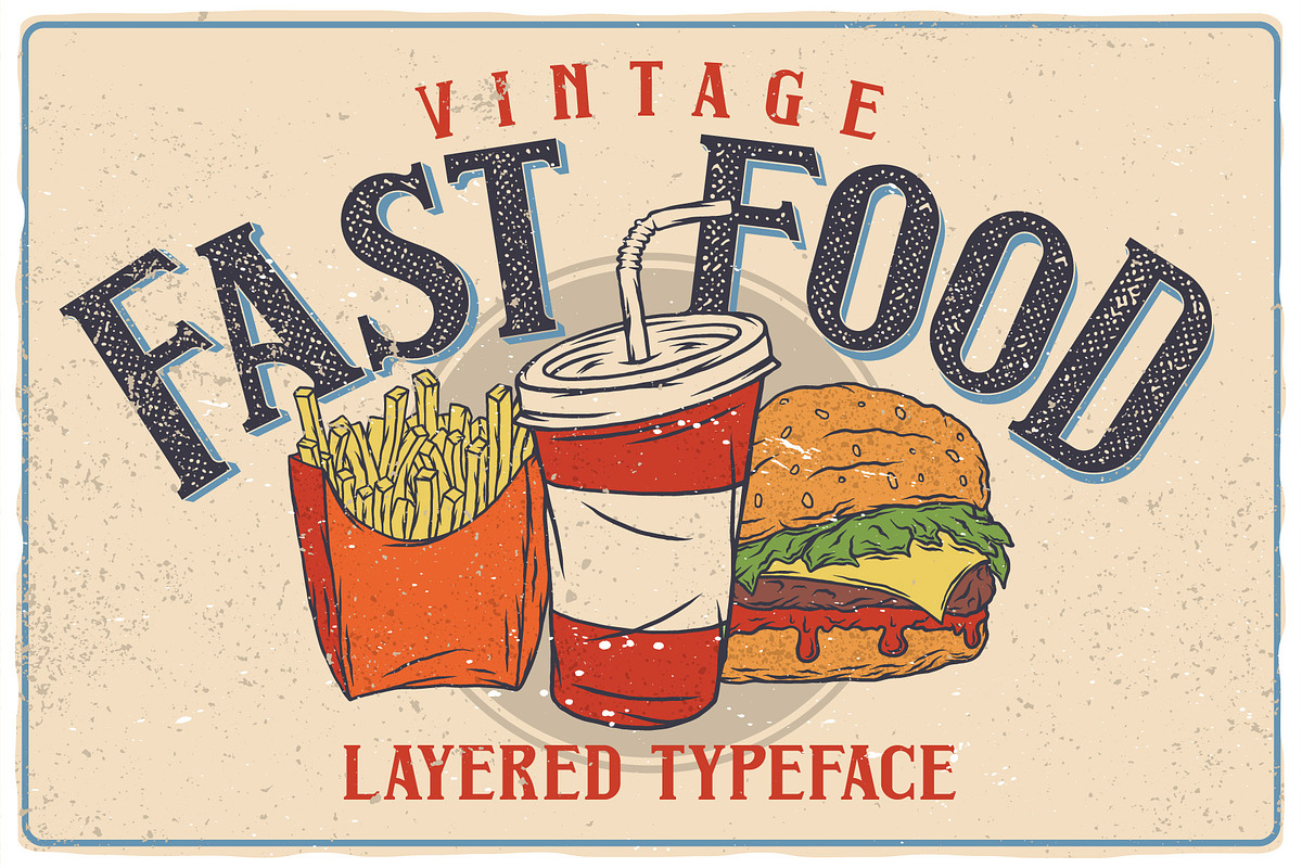 Fast Food Layered Typeface preview 3