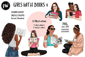 Girls With Books 4 Clipart Png