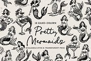 Mermaid Clipart, Ocean Doodles, a Person Illustration by The October Creative (Thumbnail 1 of 6)