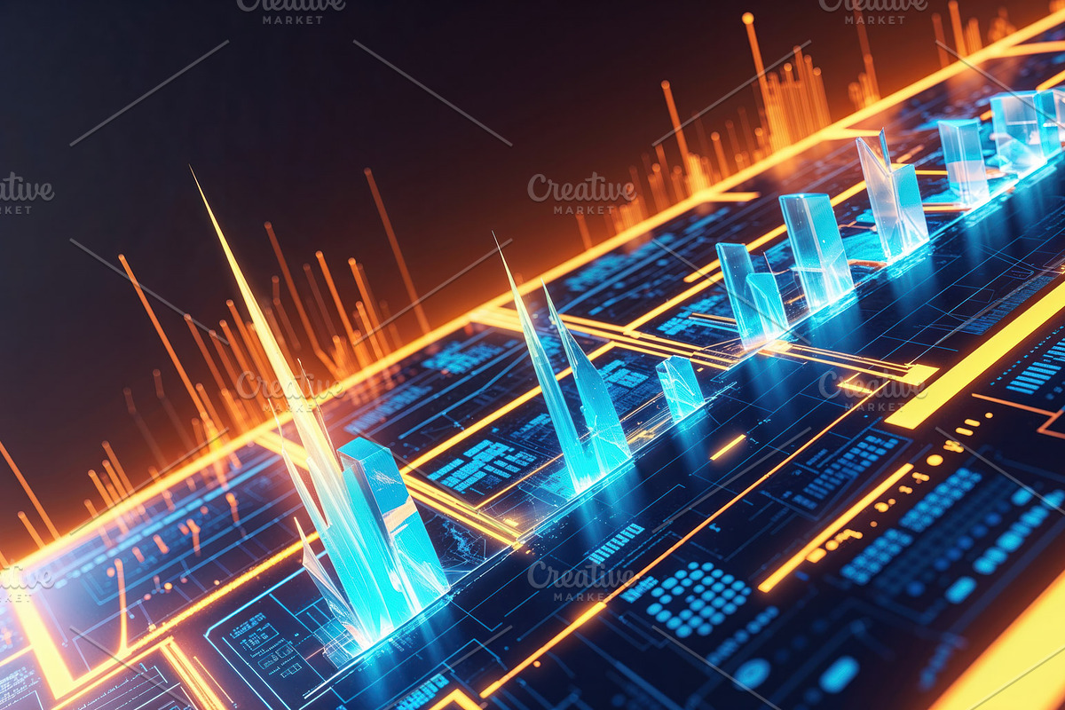 3D holographic data display, an Illustration by wavebreak