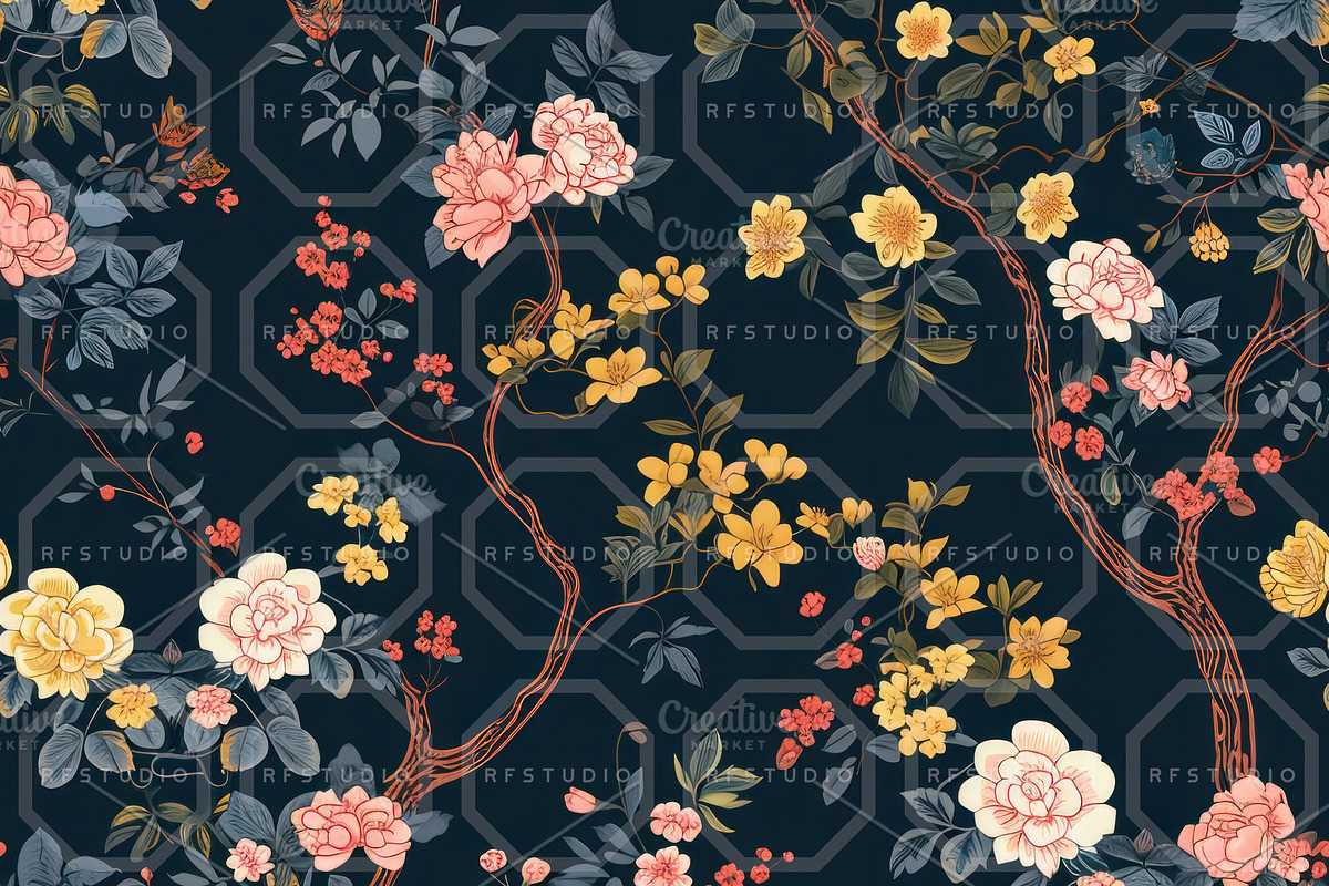 GEISHA GARDEN. Seamless Pack, a Texture Illustration by RefinedFantasyStudio (Photo 3 of 9)
