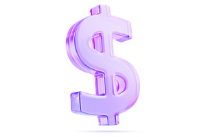 3d glass holographic dollar sign, a Finance Illustration by Marozhkastudio