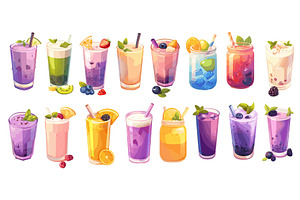 Fresh smoothies. Cartoon fruit, a Food Illustration by Stock-Smart-Start
