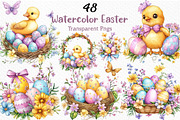 Watercolor Easter Clipart PNG, an Illustration by Craft Nest (Thumbnail 1 of 12)