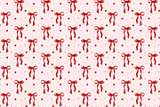 Red Bows, Hearts & Dots Pattern, an Illustration by Stellalunarts (Thumbnail 2 of 4)