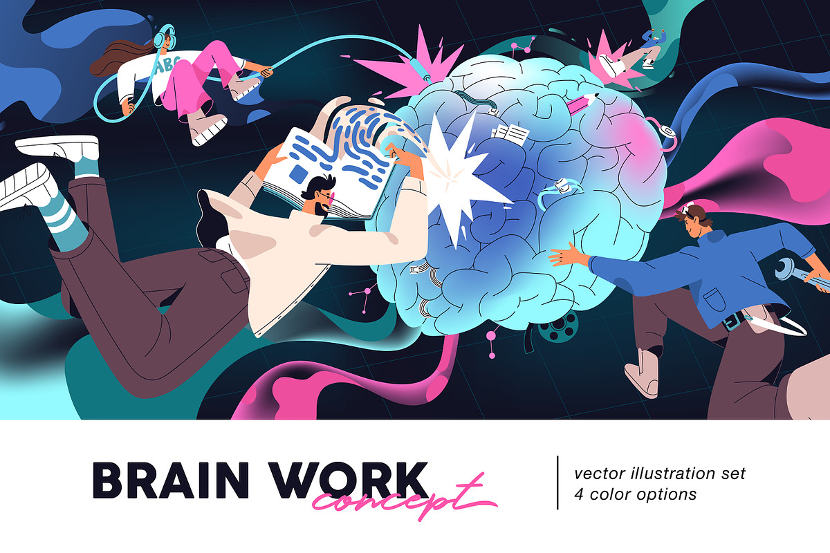 Brain work, mind and AI concept, a Person Illustration by PaperTrident (Photo 1 of 9)