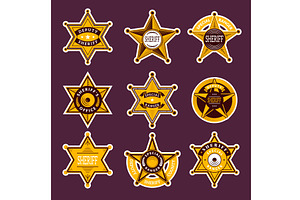 Sheriff badges. design collection of, an Object Illustration by Onyx