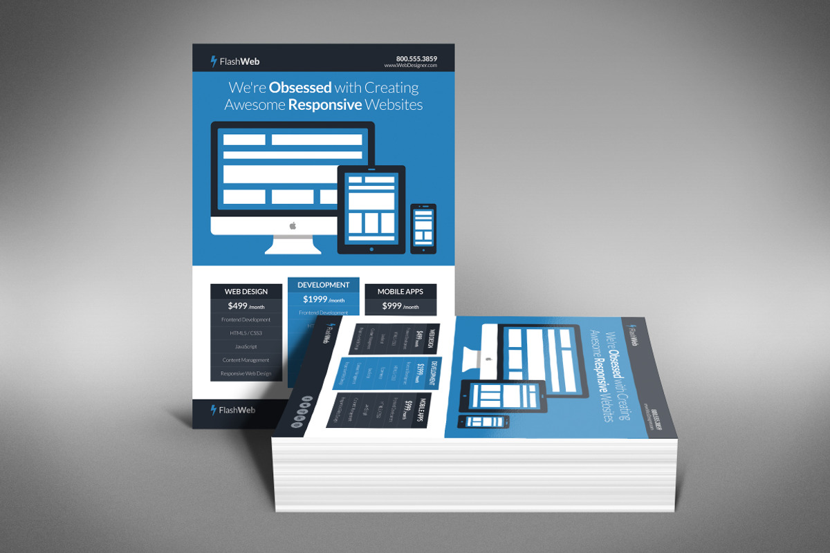 Flat Web Design Flyer, a Flyer Template by Creativenauts (Photo 3 of 4)