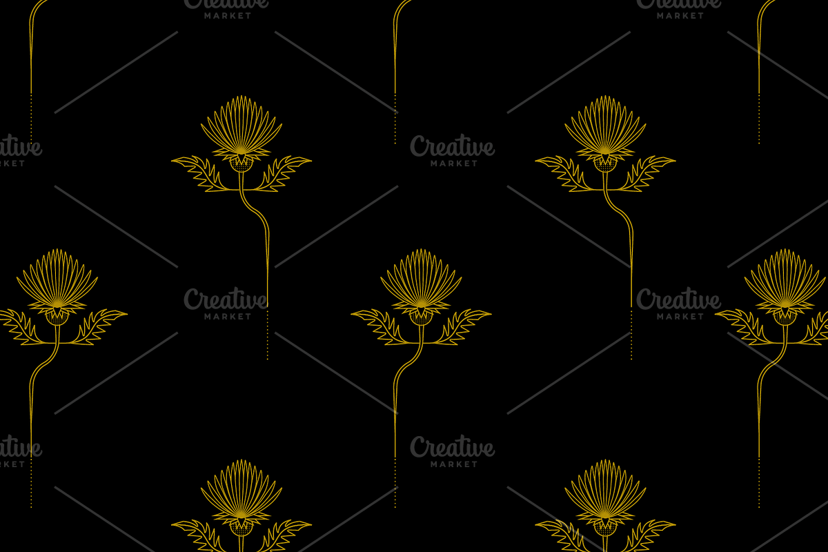 Thistle art deco flower pattern, a Pattern Graphic by Queen of Infographics (Photo 2 of 4)